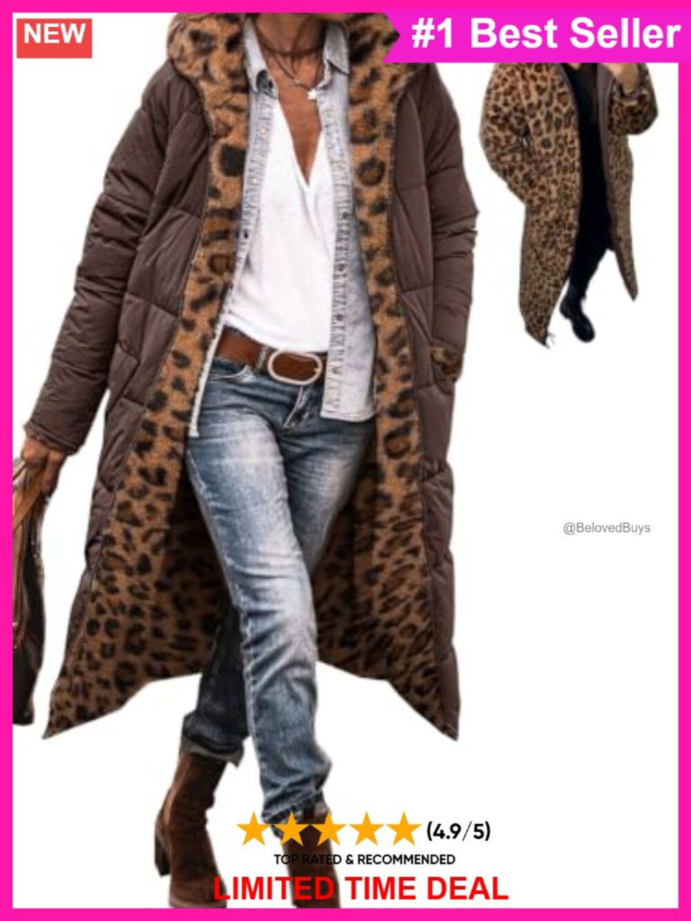 Women's Long Reversible Puffer Jacket Faux Fur Lined Hooded Down Coat Parka